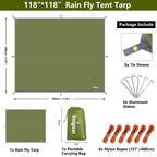 Unigear Hammock Rain Fly Waterproof Tent Tarp, 9.8X9.8Ft, Uv Protection And Pu 3000Mm Waterproof, Lightweight For Camping, Backp