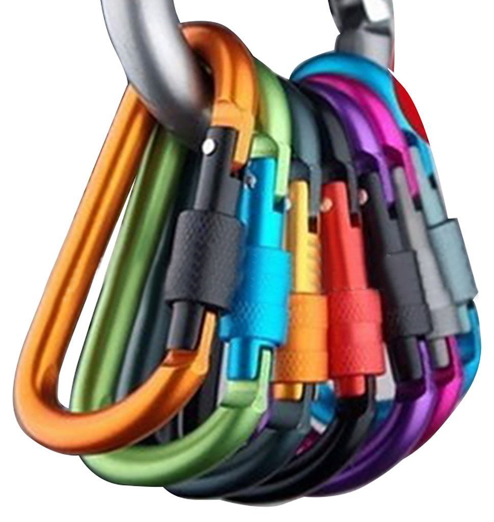 Onwon Aluminum Carabiner D-Ring Locking Key Security Camping Climbing Hiking Keychain (10 Pcs)
