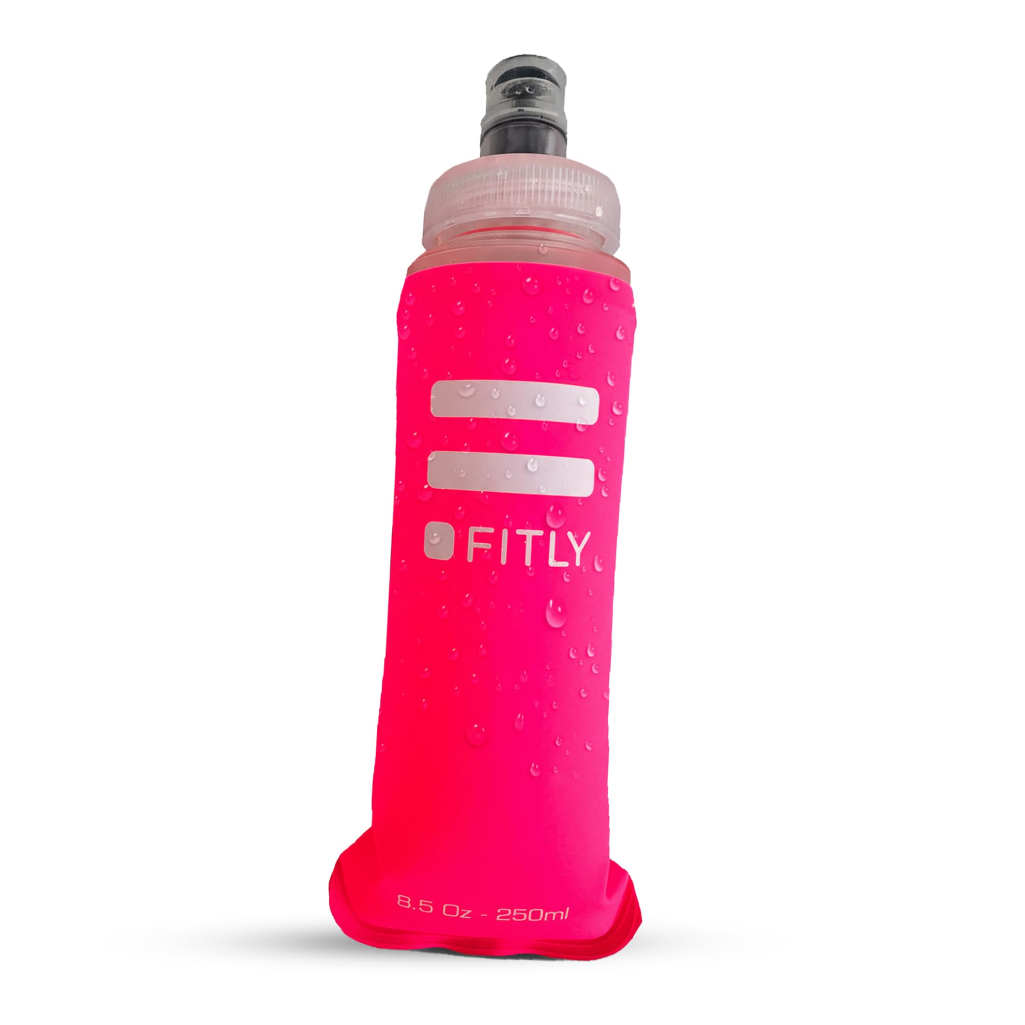 FITLY Soft Flask - 8.5 oz (250 ml) - Shrink As You Drink Pocket Soft Water Bottle for Hydration Pack/Running Vest - Folding Wate