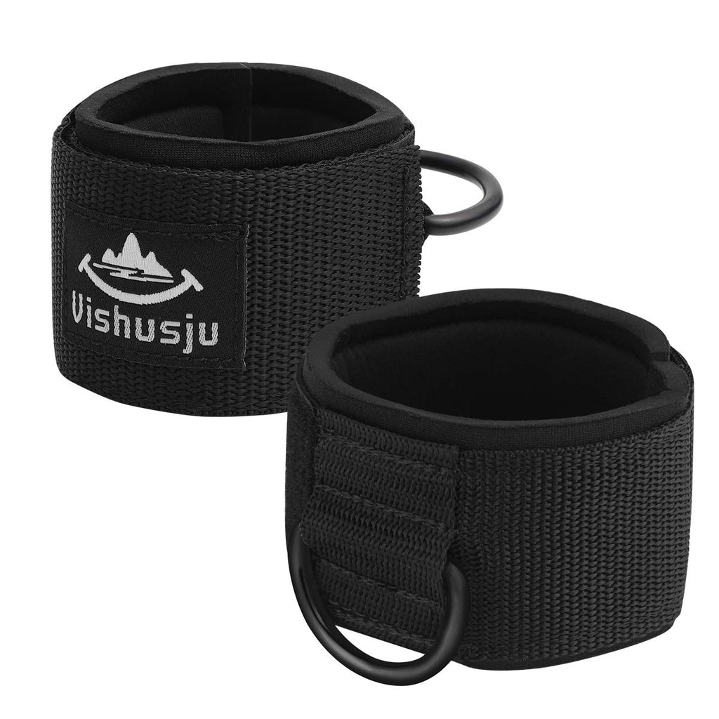 Vishusju Ankle Wrist Cuffs Neoprene Padded Straps D-Ring Glute Kickback For Cable Machines Legs Exercise Adjustable Fitness (D R
