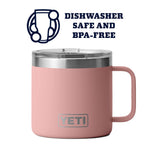 Yeti Rambler 14 Oz Mug, Vacuum Insulated, Stainless Steel With Magslider Lid, Sandstone Pink