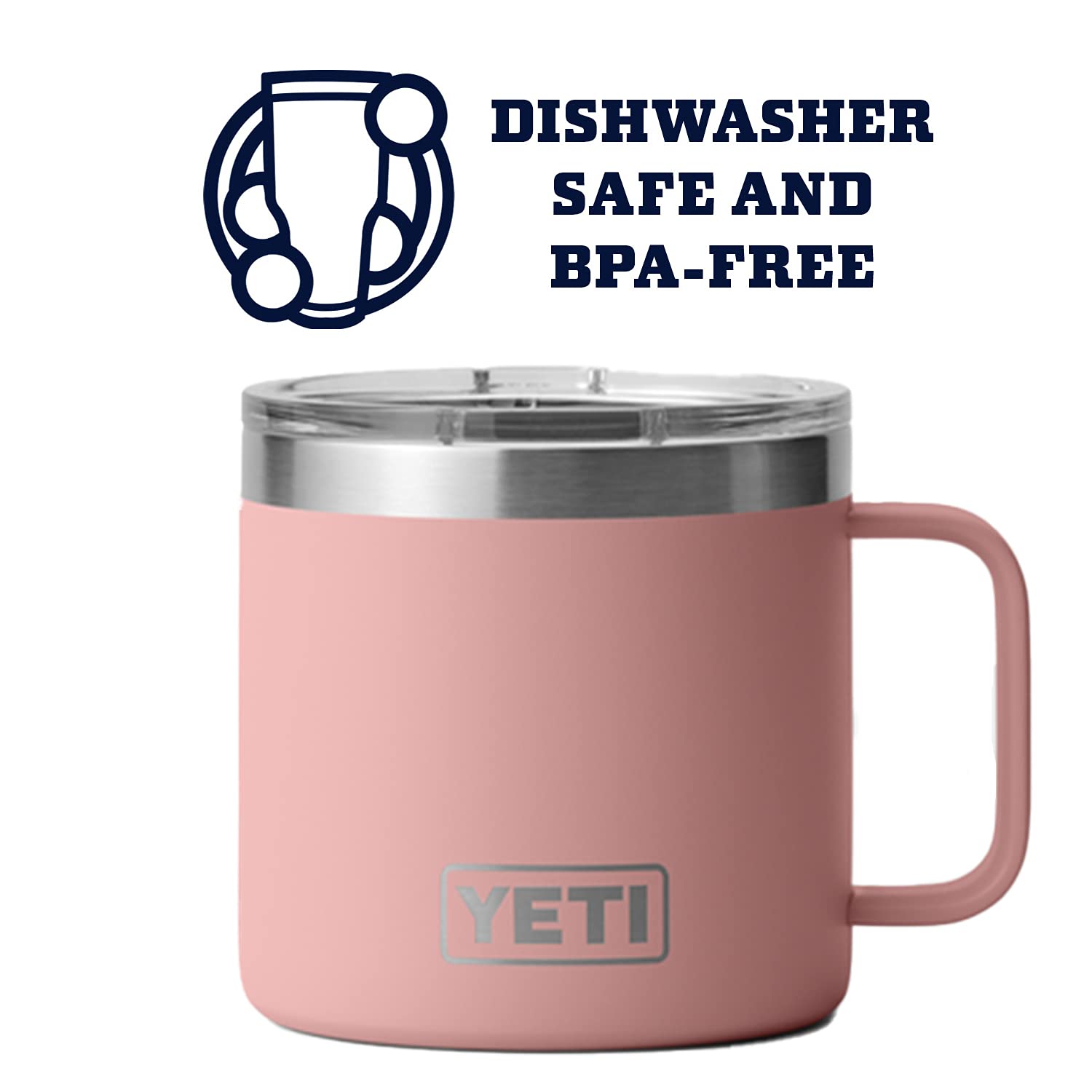 Yeti Rambler 14 Oz Mug, Vacuum Insulated, Stainless Steel With Magslider Lid, Sandstone Pink