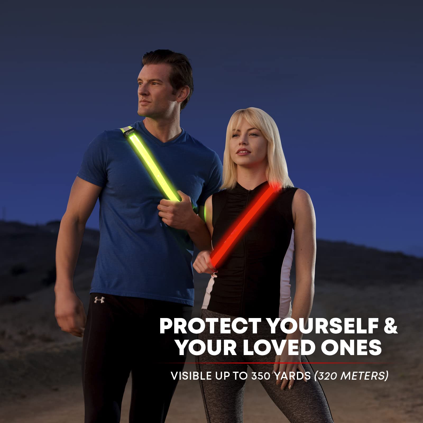 Illumiseen Led Reflective Belt Sash | High Visibility Led Lights With 2 Lighting Modes | Adjustable Quick Release Buckle | Usb R