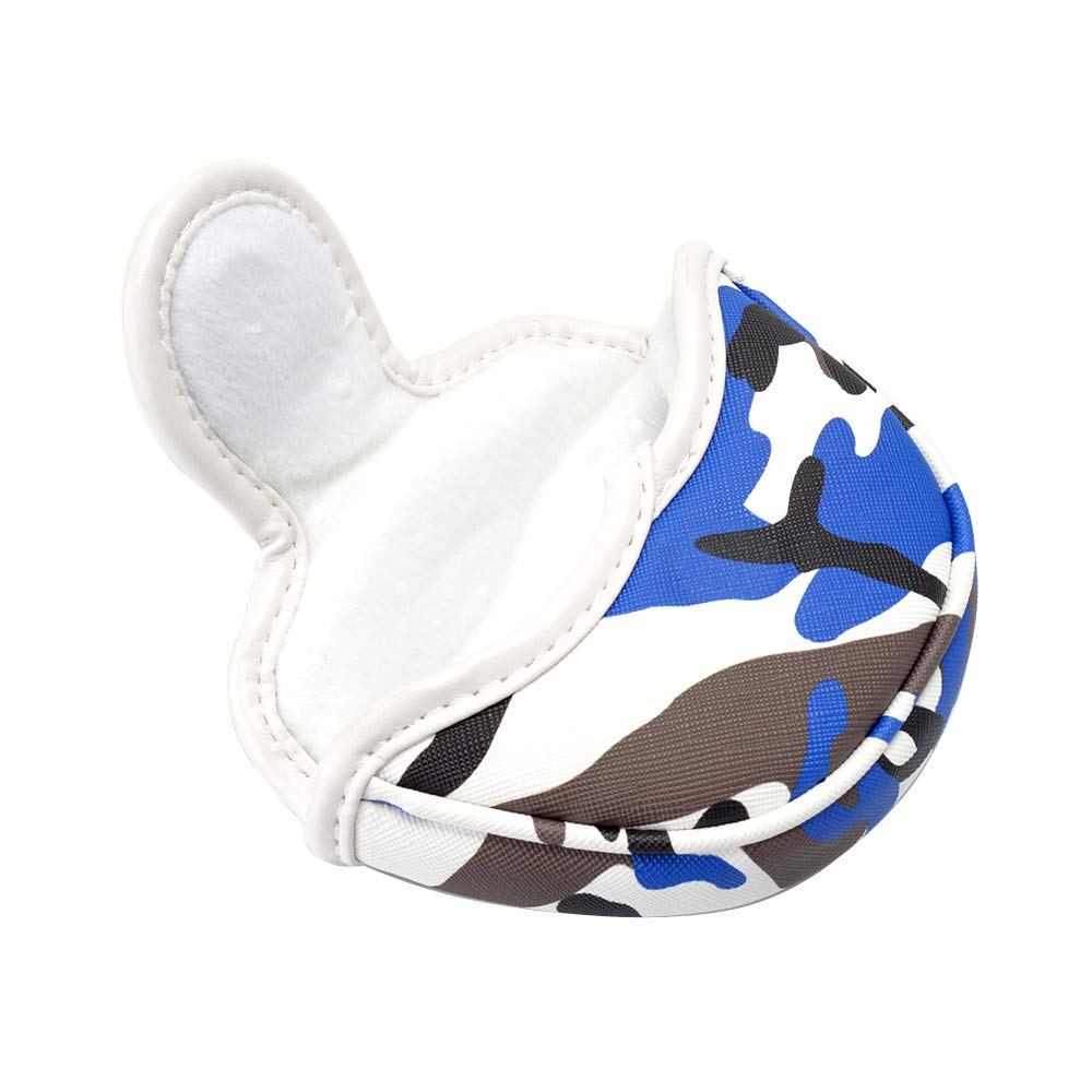 Gooaction Camo Blue Golf Small Mallet Putter Head Cover Magnetic Closure Camouflage Print Synthetic Leather Mini Putters Club He