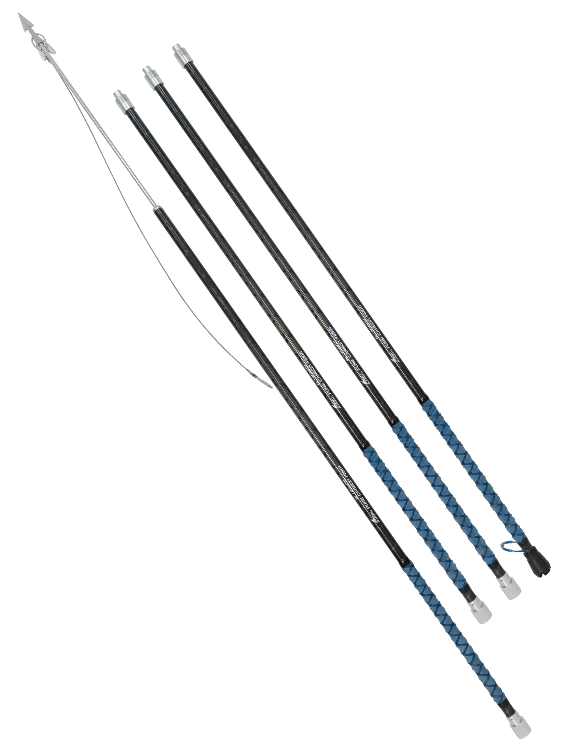 BLUEWING 16ft Front Weighted Fishing Harpoon Carbon Fiber Lightweight Spearfishing Pole Heavy Duty Spear with Stainless Steel Bi