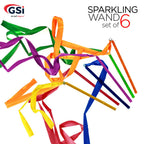 Gsi Multicolor Sparkling Gymnastic Ribbon Wands [6 Pack] With 9 Inch Stick And 1 Meter Ribbon For Gym, Training, Circus, Dance,