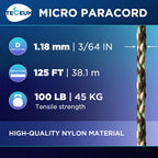 Teceum Micro Paracord - Camo - 1.18 Mm X 125 Ft - Micro Utility Cord - Thin Braided Paracord Rope Nylon Polyester - Wind Chime R