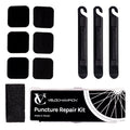 Velochampion Portable glue Bike Tire Patch Repair Kit with Rubberised glue Solution + 11 Repair Patches for All Bike Types, Road