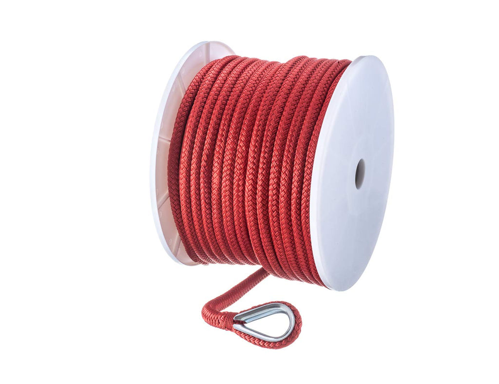 Seachoice Boat Anchor Rope, Double-Braid, Nylon, Achor Line, 1/2 In. X 150 Ft., Red