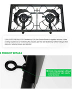 9Trading Cast Iron Free Stand Lp Propane Double Burner Cooking Stove Range Outdoor Cooker