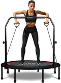 RAVS Mini Trampoline for Kids Adults 40/48 Foldable Fitness Rebounder Kids Trampoline with 5 Levels Height Adjustable Handle Res