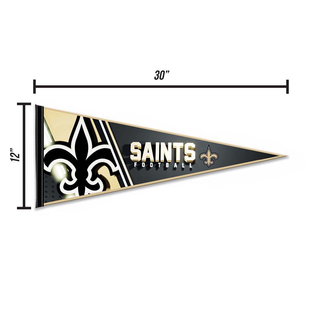 Rico Industries Nfl Football New Orleans Saints Primary 12'' X 30'' Felt Wall D  Cor Pennant - Great For Home/Bed Room/Man Cave