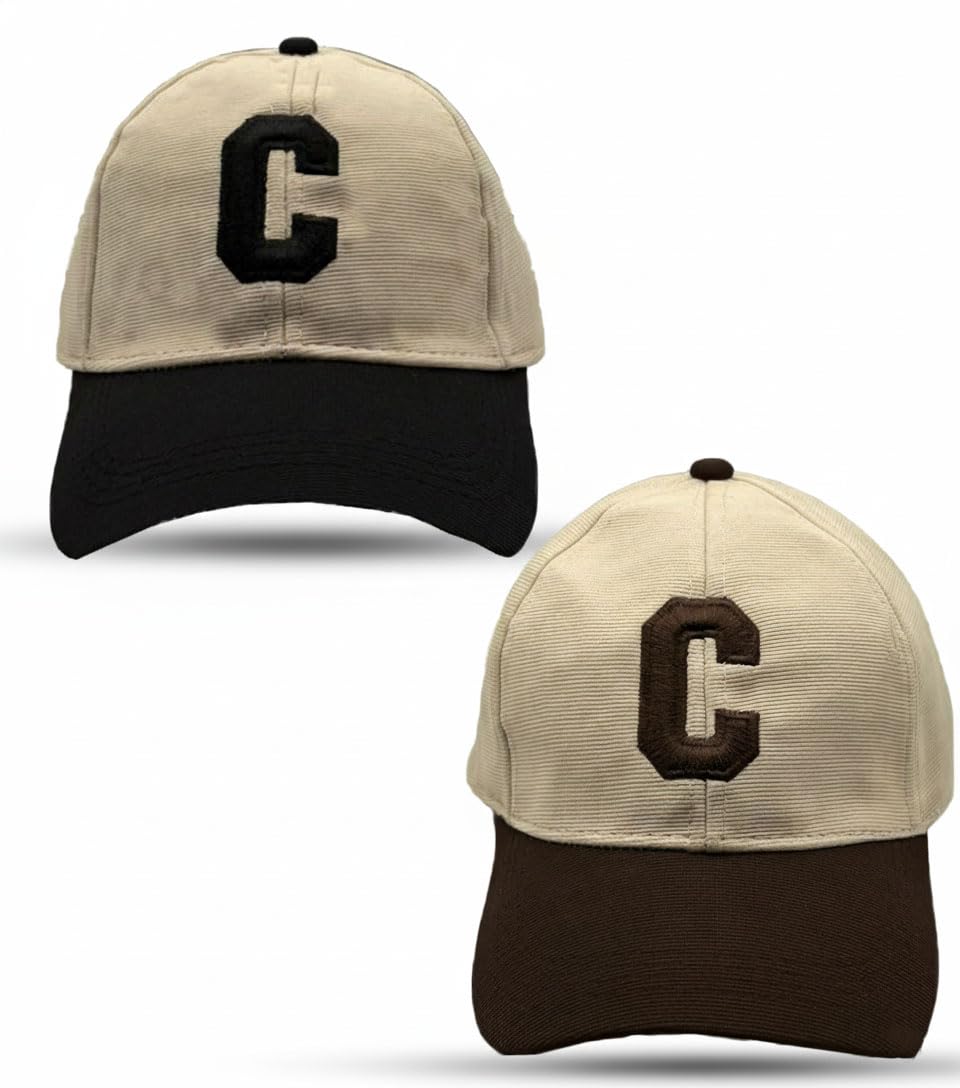 Bezal Baseball Cap With C Logo Embroidered Design, Pack Of 2, Combo Style (In, Alpha, Free Size, Brown)