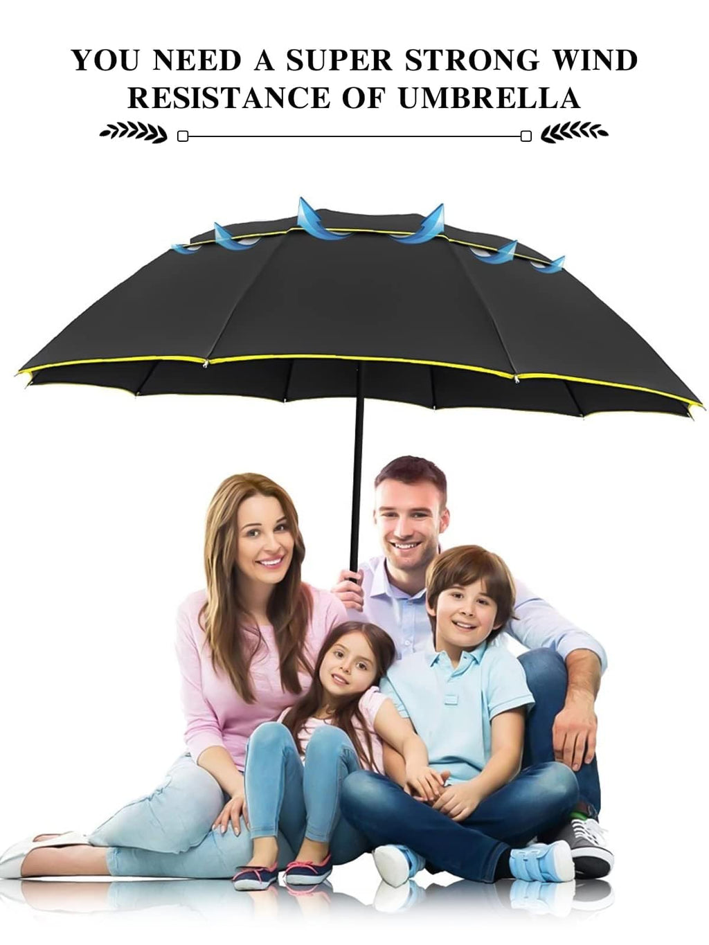 Kalolary 62 Inch Extra Oversize Large Compact Golf Umbrella,Double Canopy Vented Windproof Waterproof Stick Umbrellas For Women