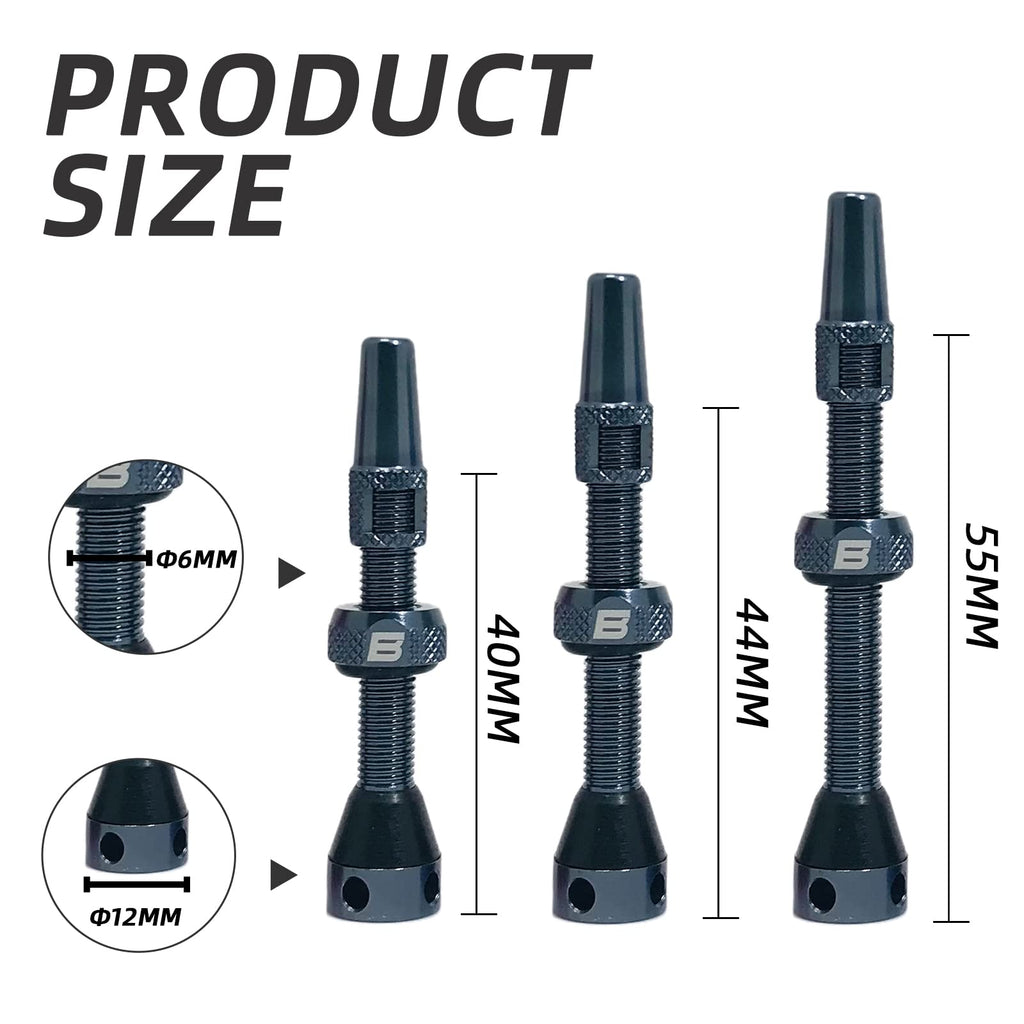 Bwshlf Gray Tubeless Presta Valve Stem 40Mm / 44Mm, Super Light Alloy Presta Valve Stem Kit With Valve Core Remover Tool And Val