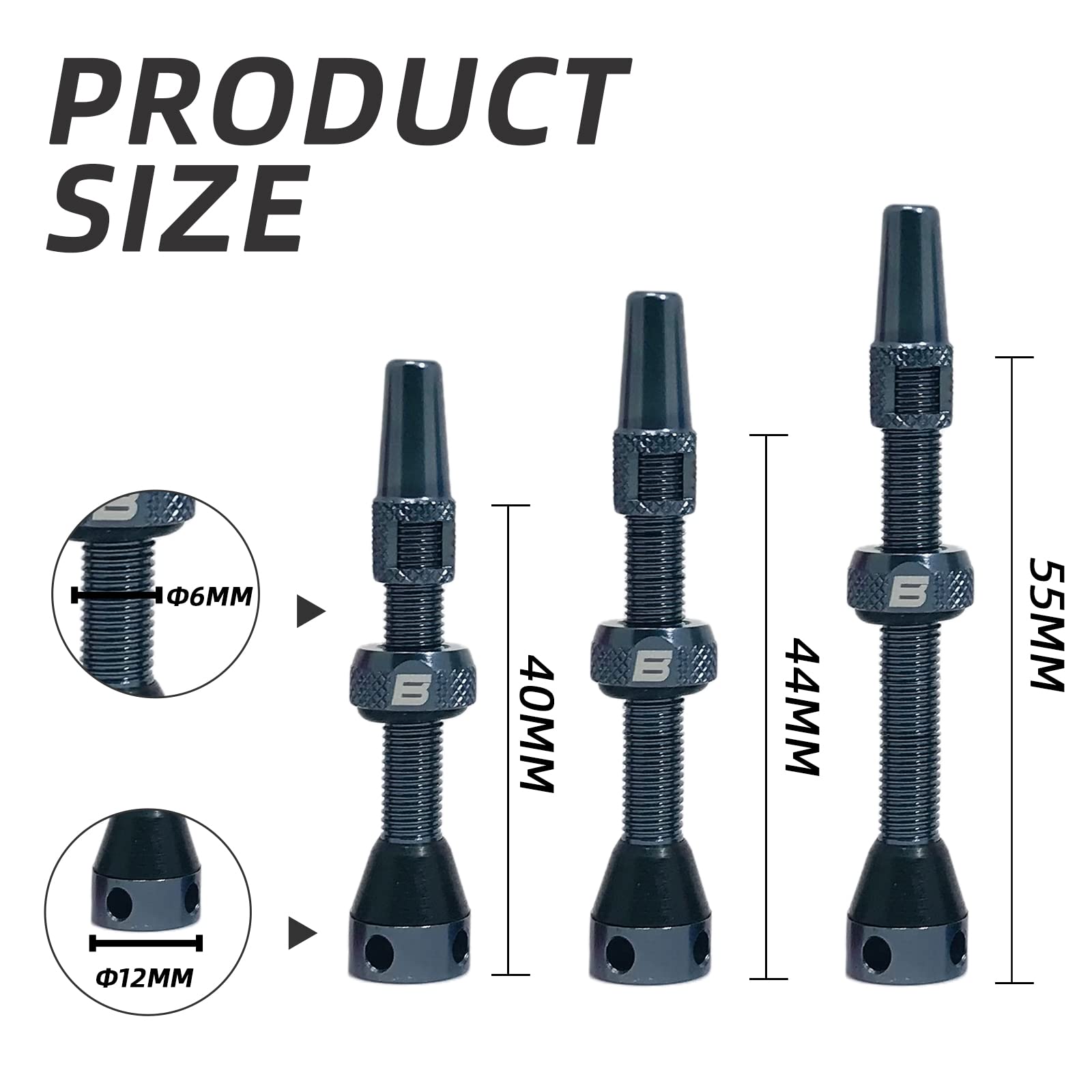 Bwshlf Gray Tubeless Presta Valve Stem 40Mm / 44Mm, Super Light Alloy Presta Valve Stem Kit With Valve Core Remover Tool And Val