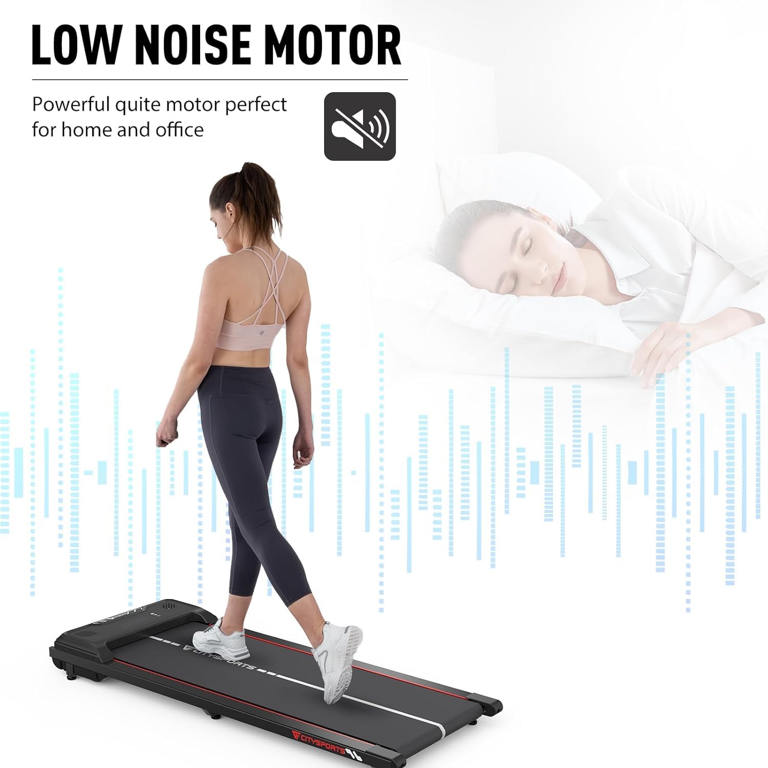 CITYSPORTS Under Desk Walking Pad - Ultra Slim & Portable Treadmill for Home (Red & Black)