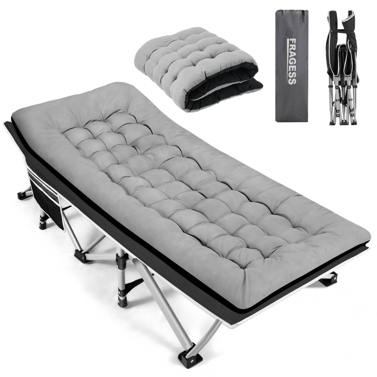 Fragess Portable Camping Cot, Sleeping Cots For Adults, 28 Extra Wide Folding Cot Max Load 600Lbs With Thick Mattress, Portable