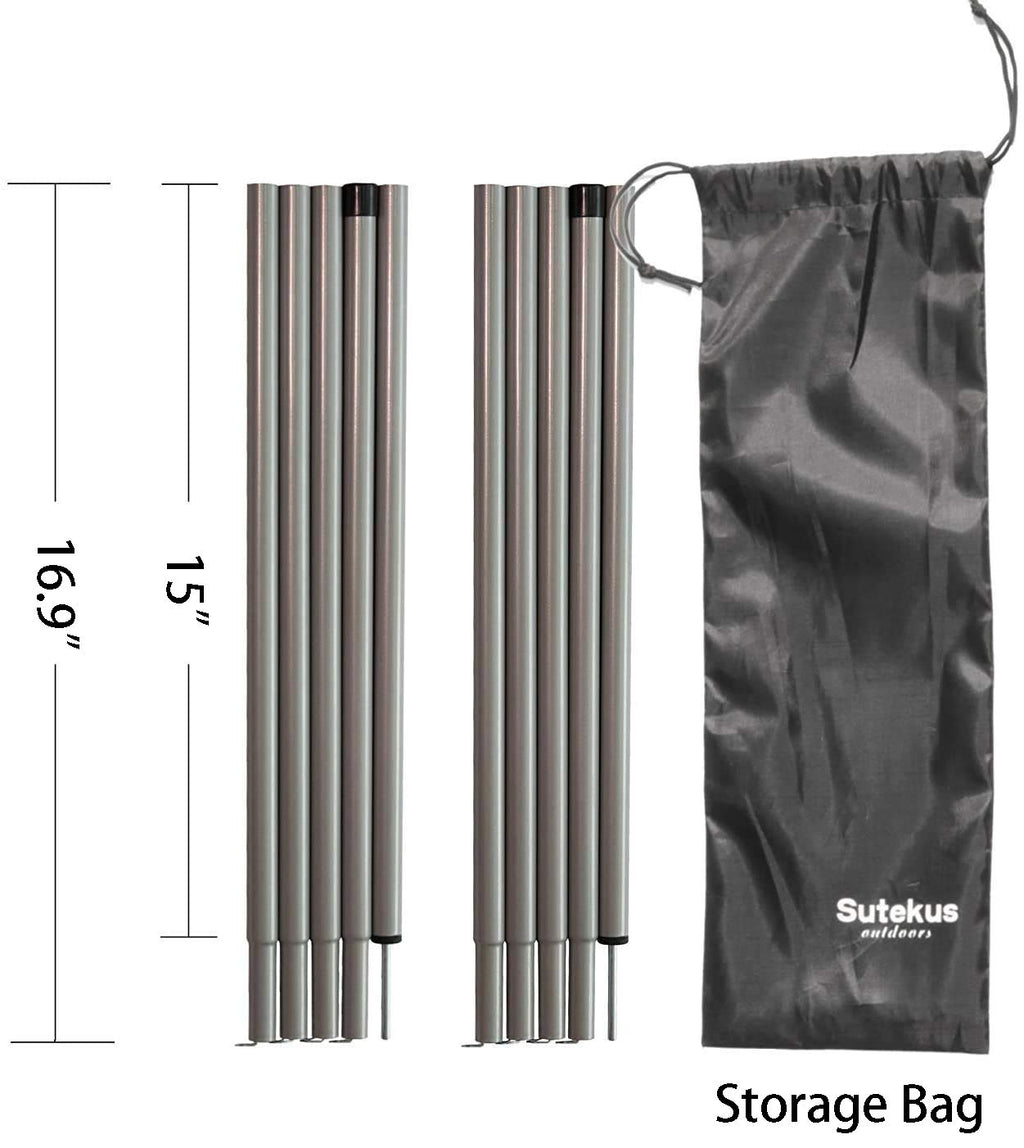 Sutekus Steel Rod Tent Pole Replacement Accessorie 2Pc/Set Adjustable Bars (Black)