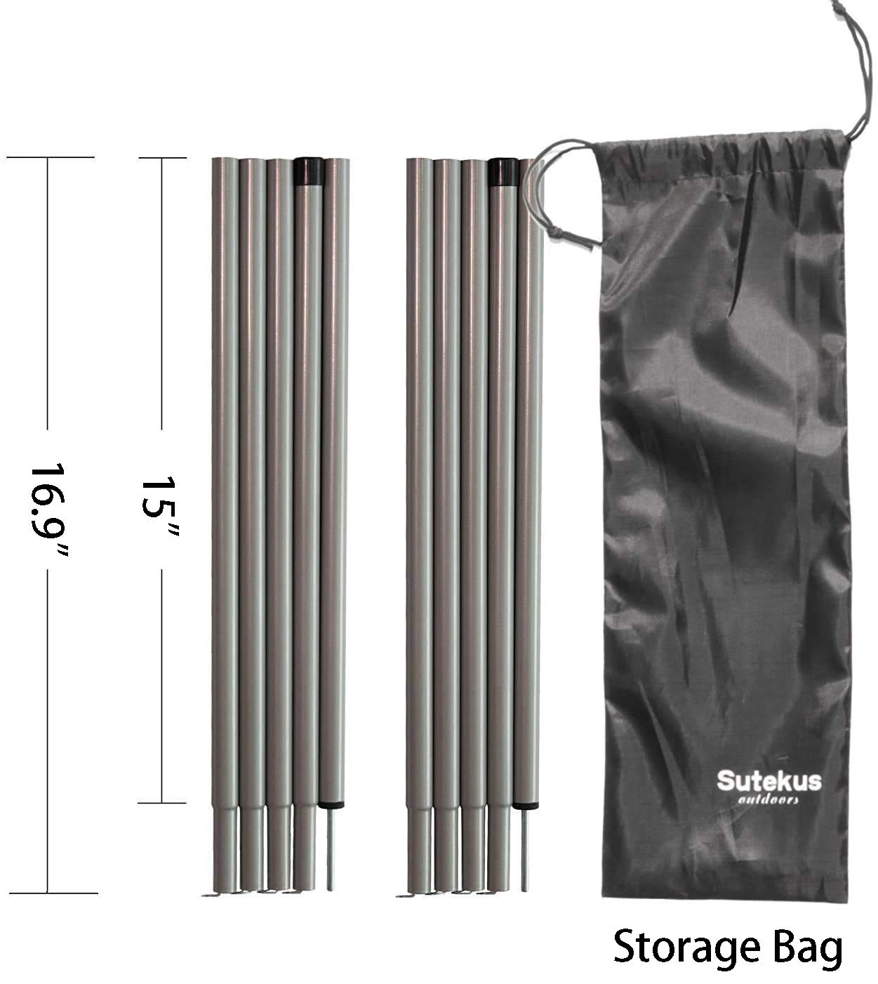 Sutekus Steel Rod Tent Pole Replacement Accessorie 2Pc/Set Adjustable Bars(Gray)