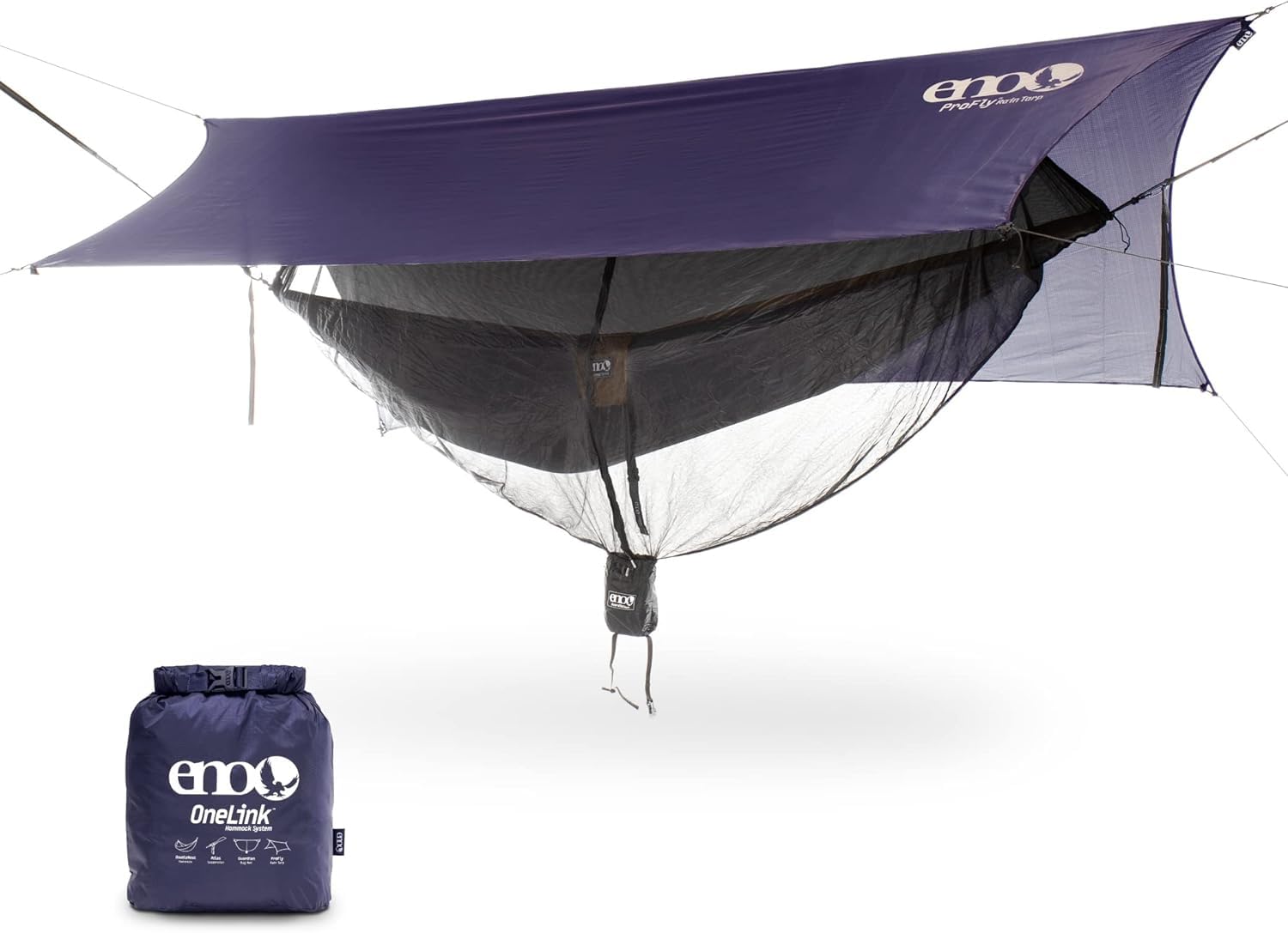 Eno Onelink Hammock System - Includes Doublenest Hammock, Atlas Suspension System, Guardian Bug Net, And Profly Rain Tarp - Set