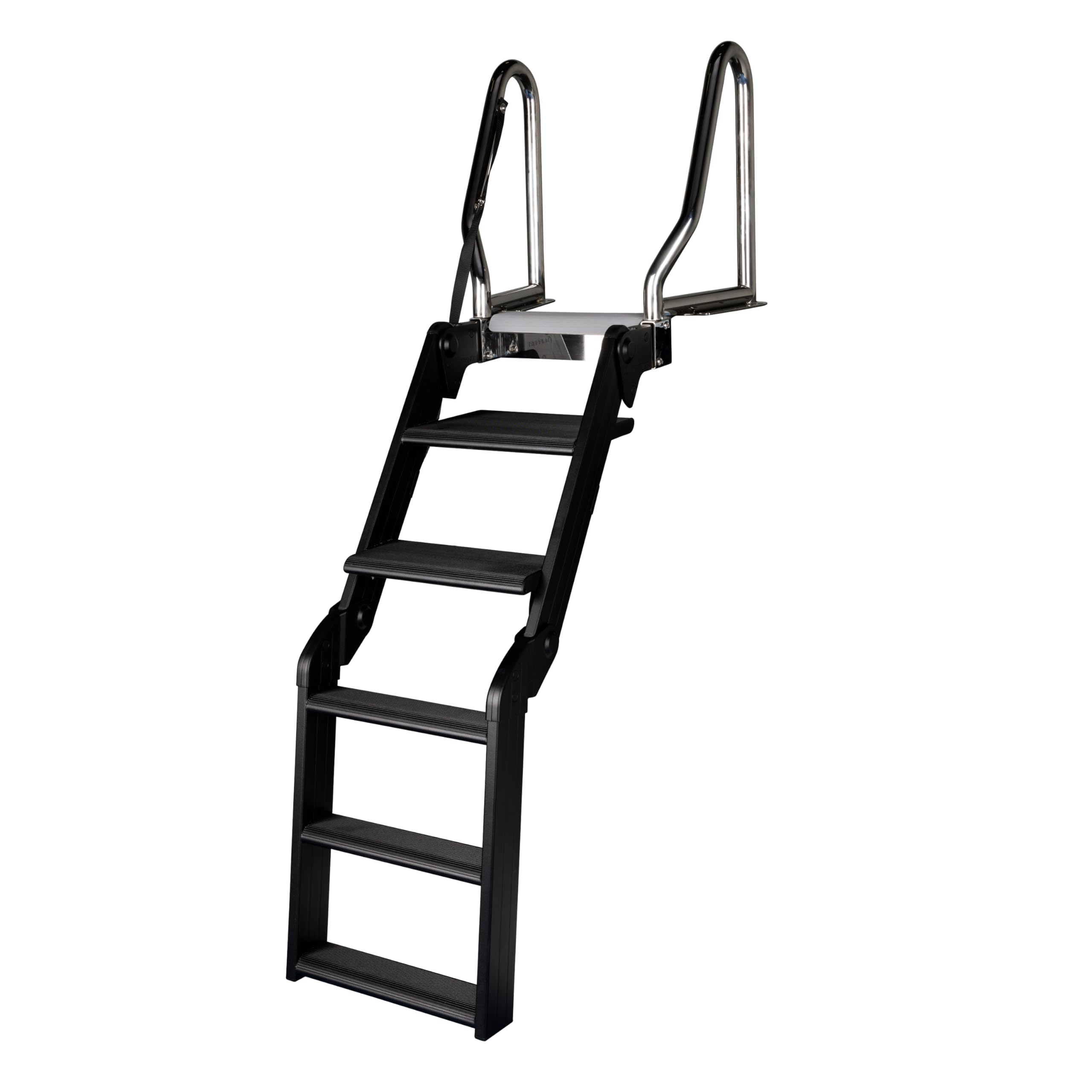 Lippert SureStep Pontoon Ladder for Boats, Slip-Resistant Steps, Easy Boarding for Kids & Dogs, Stainless Steel Handrails, Powde