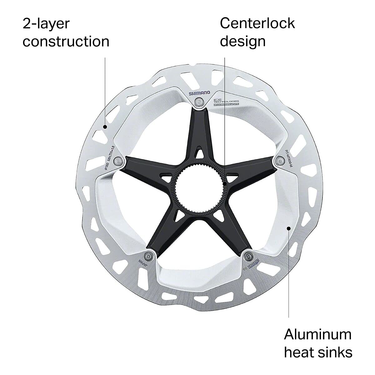 Shimano Xt Rt-Mt800-L 160Mm Centerlock Disc Rotor With External Lockring