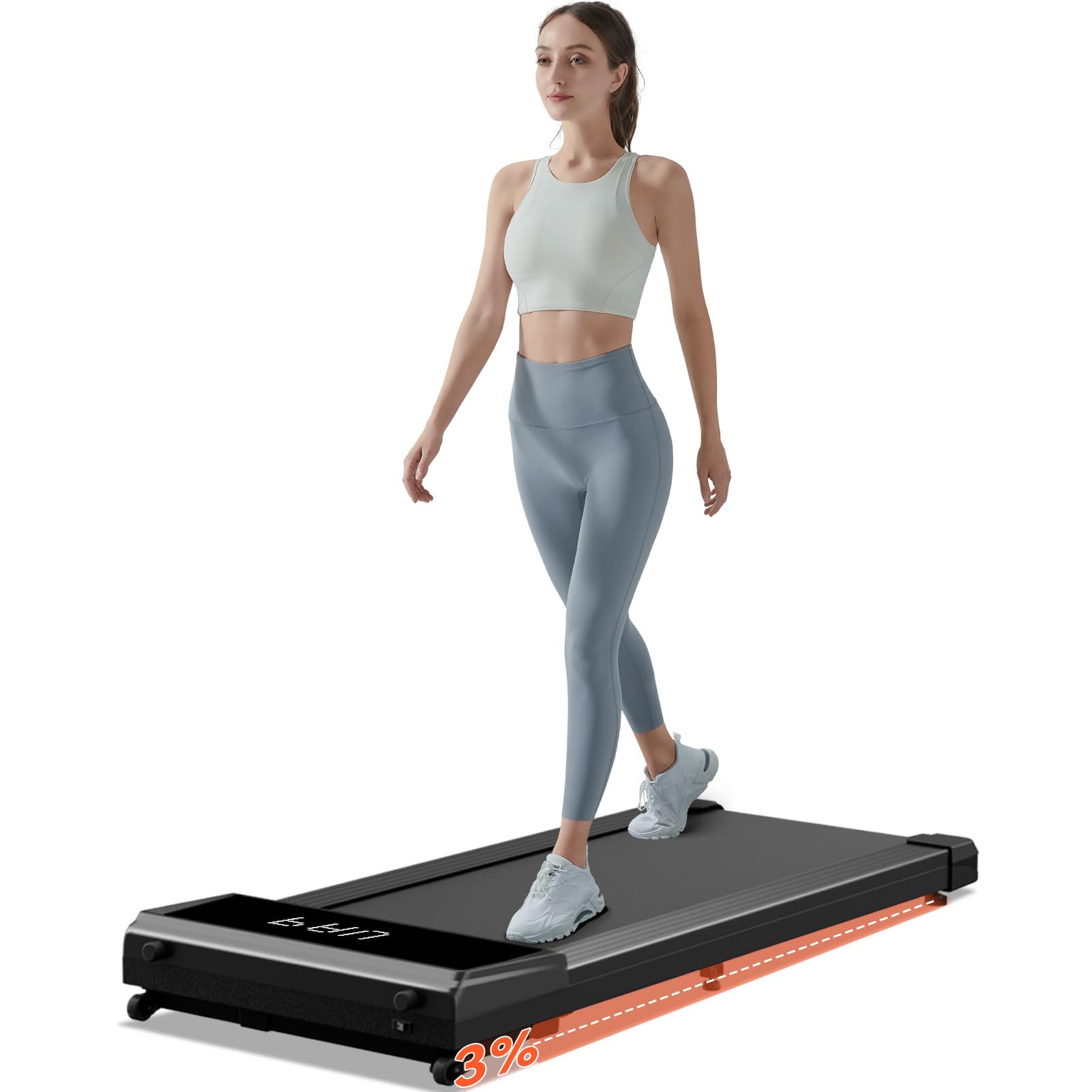 Umay Walking Pad With Incline, Led Light Under Desk Treadmill For Home Office, 2.5 Hp Quiet Portable Walking Treadmills With Rem