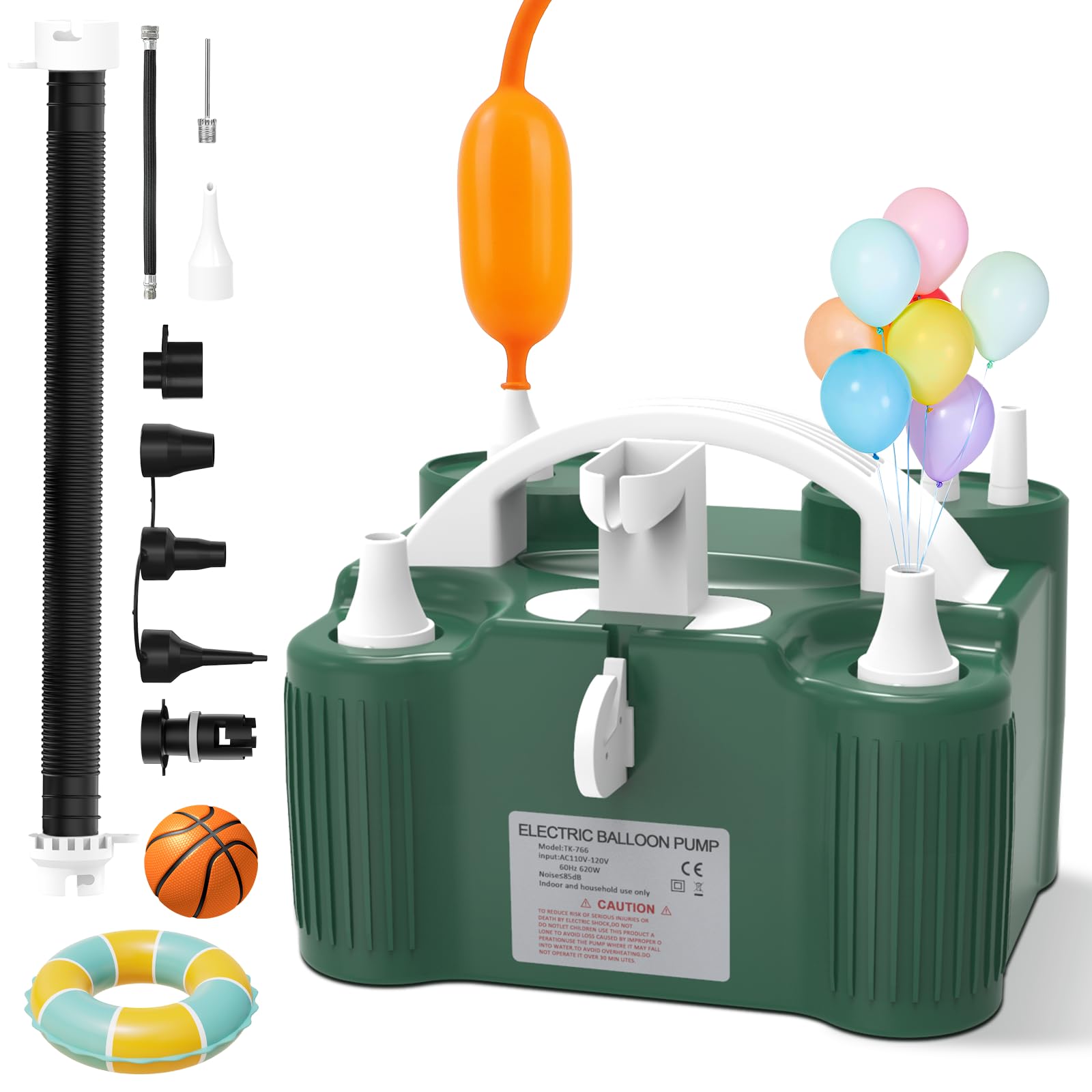 Balloon Pump Electric, Dual Motor Balloon Blower Machine for Latex Foil 260Q Long Balloons, Air Pump Inflator Machine for Balloo