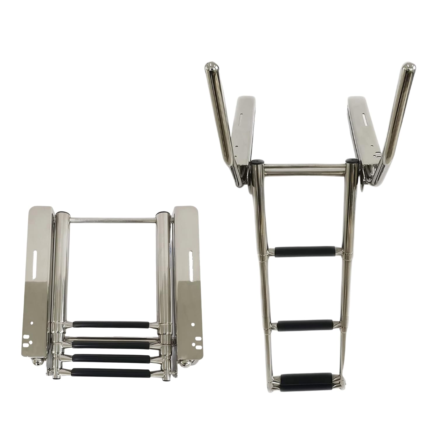 MARINE CITY 3-Step Under Platform Telescoping Boat Ladder with Retractable Handrail - 316 Stainless Steel, Rust-Resistant, 400 l