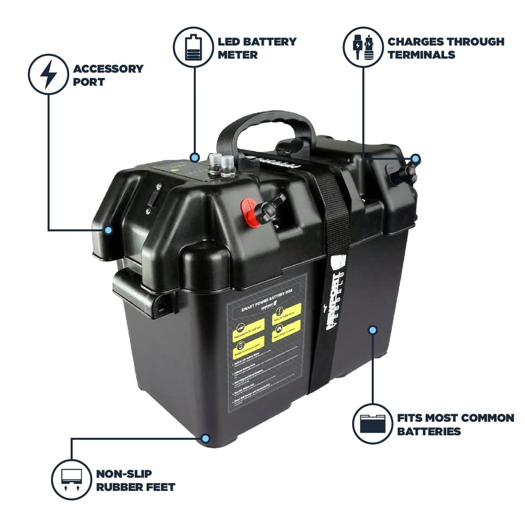 Newport Vessels Trolling Motor Smart Battery Box Power Center With Usb And Dc Ports