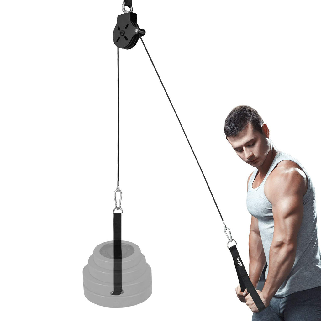 Yes4All Cable Pulley Attachment Single Set - 2-Inch Olympic Bars Compatible Lat Pulldown Pulley & Home Gym Pulley, A. Black - Si