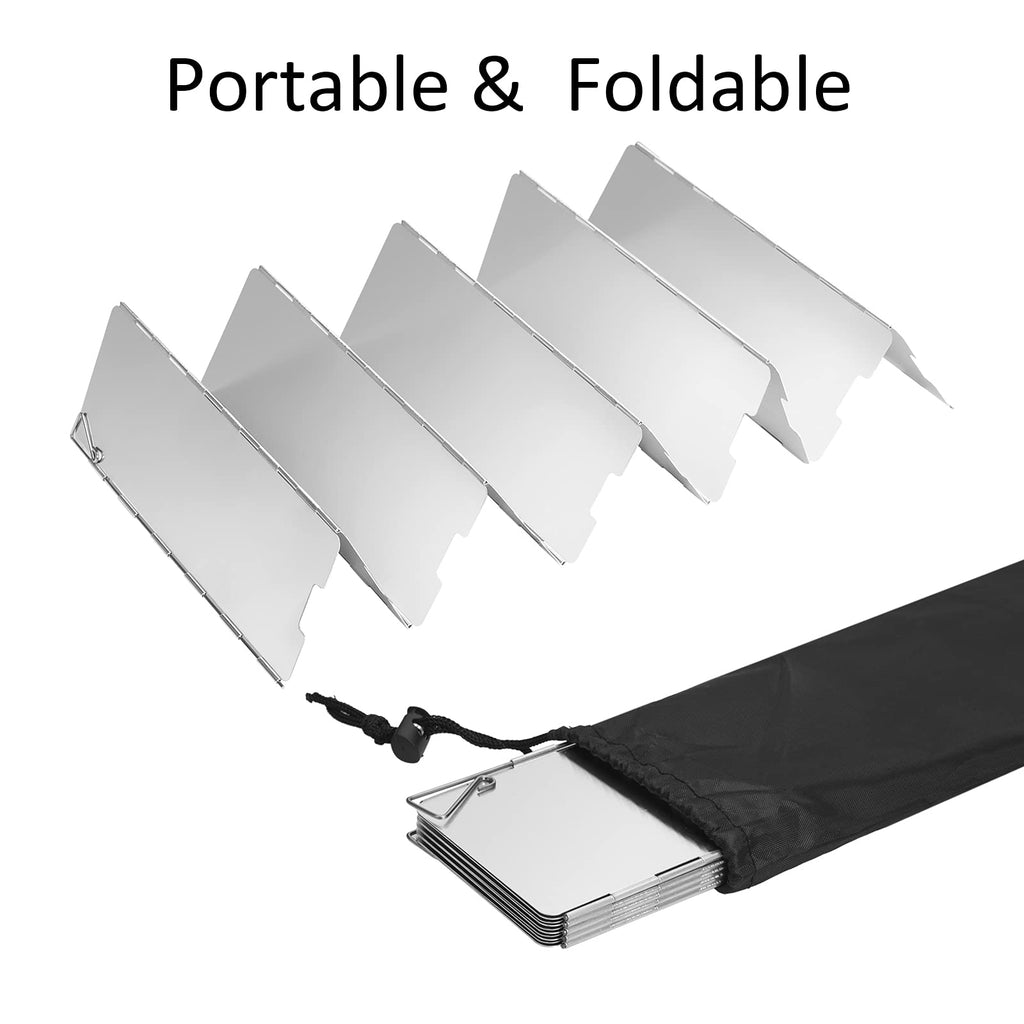 Folding Camping Stove Windscreen 12 Plates Aluminum Camping Stove Windshield With Carrying Bag Portable Camp Stove Wind Screen O