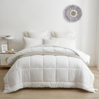 Bedtreat Hotel Comforter Queen, Down Alternative Comforter With Corner Tabs - All Season Quilted Queen Size 240 Gsm White Comfor