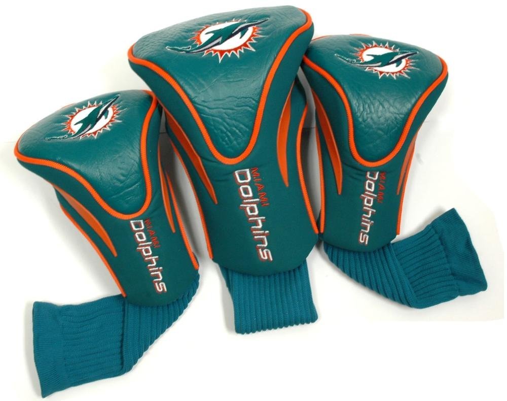 Team Golf Nfl Miami Dolphins Contour Golf Club Headcovers (3 Count) Numbered 1, 3, & X, Fits Oversized Drivers, Utility, Rescue