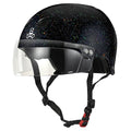 Triple Eight The Certified Sweatsaver Helmet with Visor for Roller Derby, Skateboarding and BMX, Black Glitter, S/M