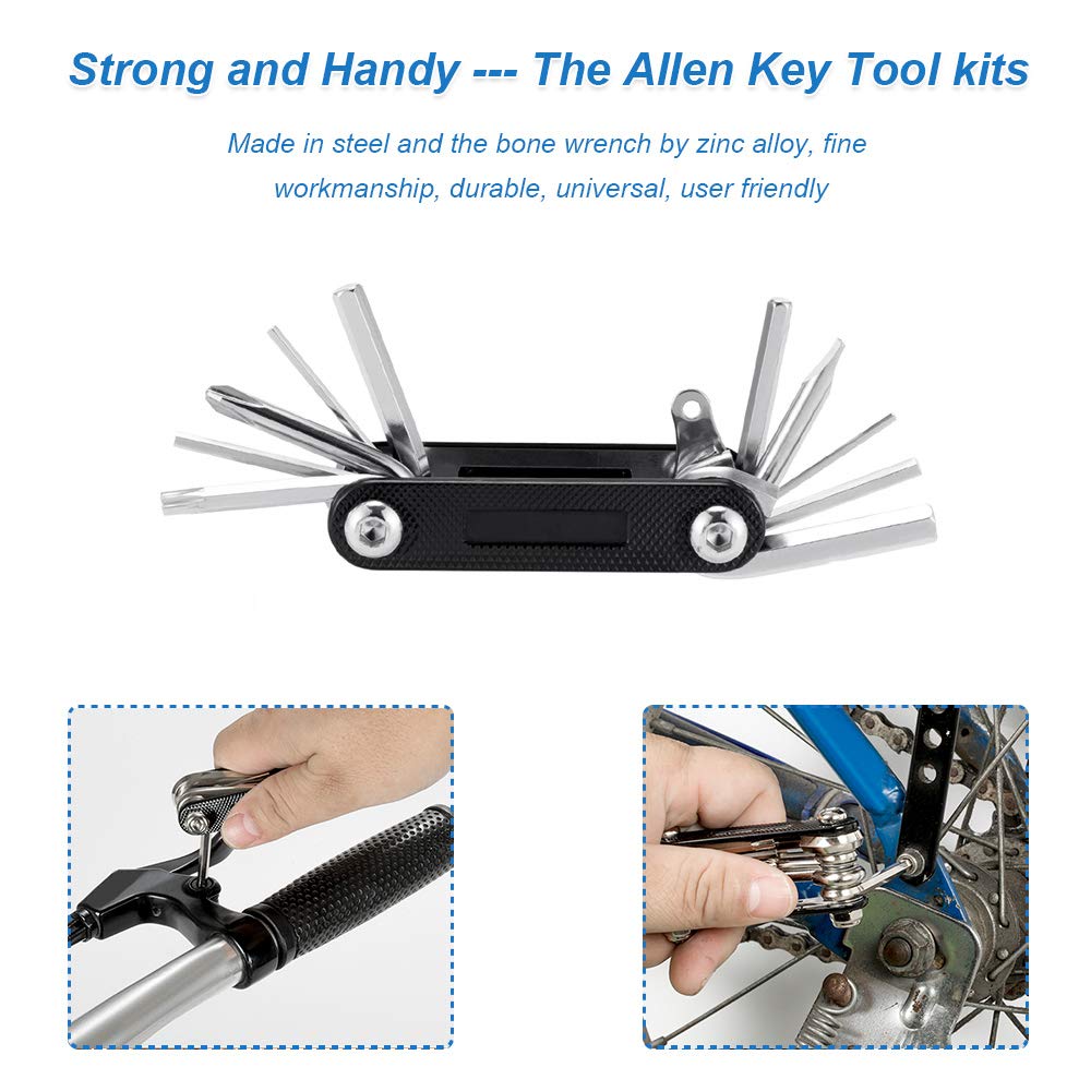 Wotow Bike Tire Repair Tool Kit, Waterproof Frame Storage Bag & Mini Bike Pump & 11 In 1 Multitool & Bicycle Tyre Lever Patch Po