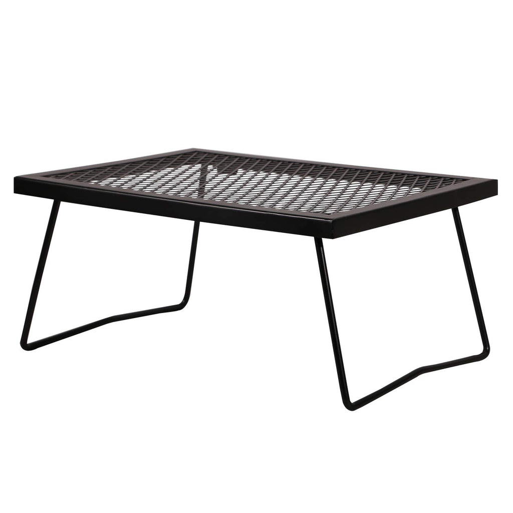 Campmax Folding Campfire Grill Grate, Portable Heavy Duty Steel Over Fire Camp Grill For Outdoor Camping Cooking Fire Pit, Black