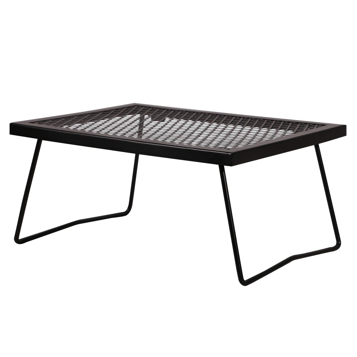 Campmax Folding Campfire Grill Grate, Portable Heavy Duty Steel Over Fire Camp Grill For Outdoor Camping Cooking Fire Pit, Black