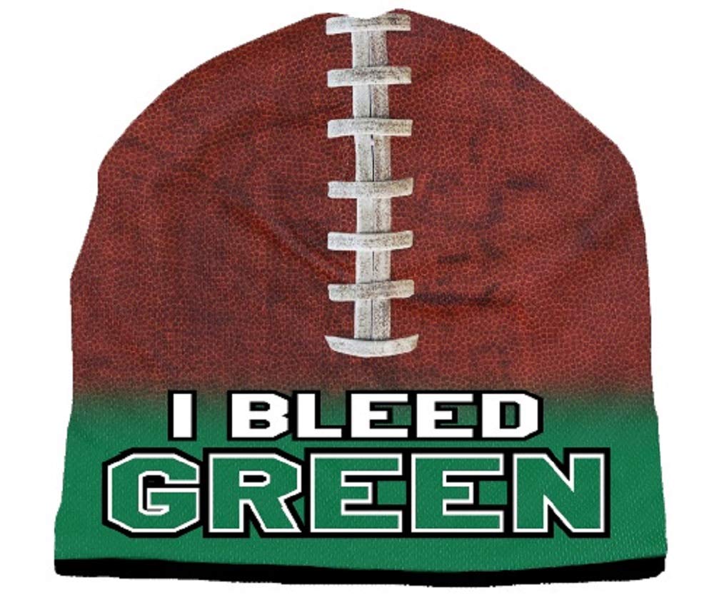 American Mills Universal None Unisex Beaniebeanie I Bleed Style Sublimated Football Kelly Design, Green, One Size