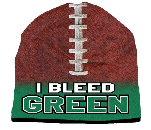 American Mills Universal None Unisex Beaniebeanie I Bleed Style Sublimated Football Kelly Design, Green, One Size