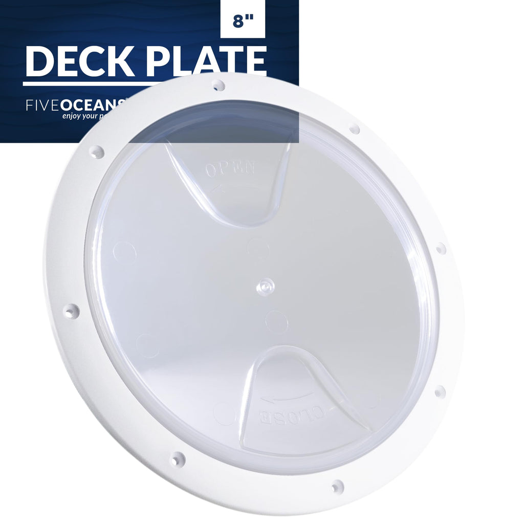 Five Oceans 8'' Boat Hatch, Marine Round Inspection Deck Plate Hatch With Detachable Clear Lid, Uv-Resistant Abs White Plastic, 