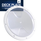 Five Oceans 8'' Boat Hatch, Marine Round Inspection Deck Plate Hatch With Detachable Clear Lid, Uv-Resistant Abs White Plastic, 