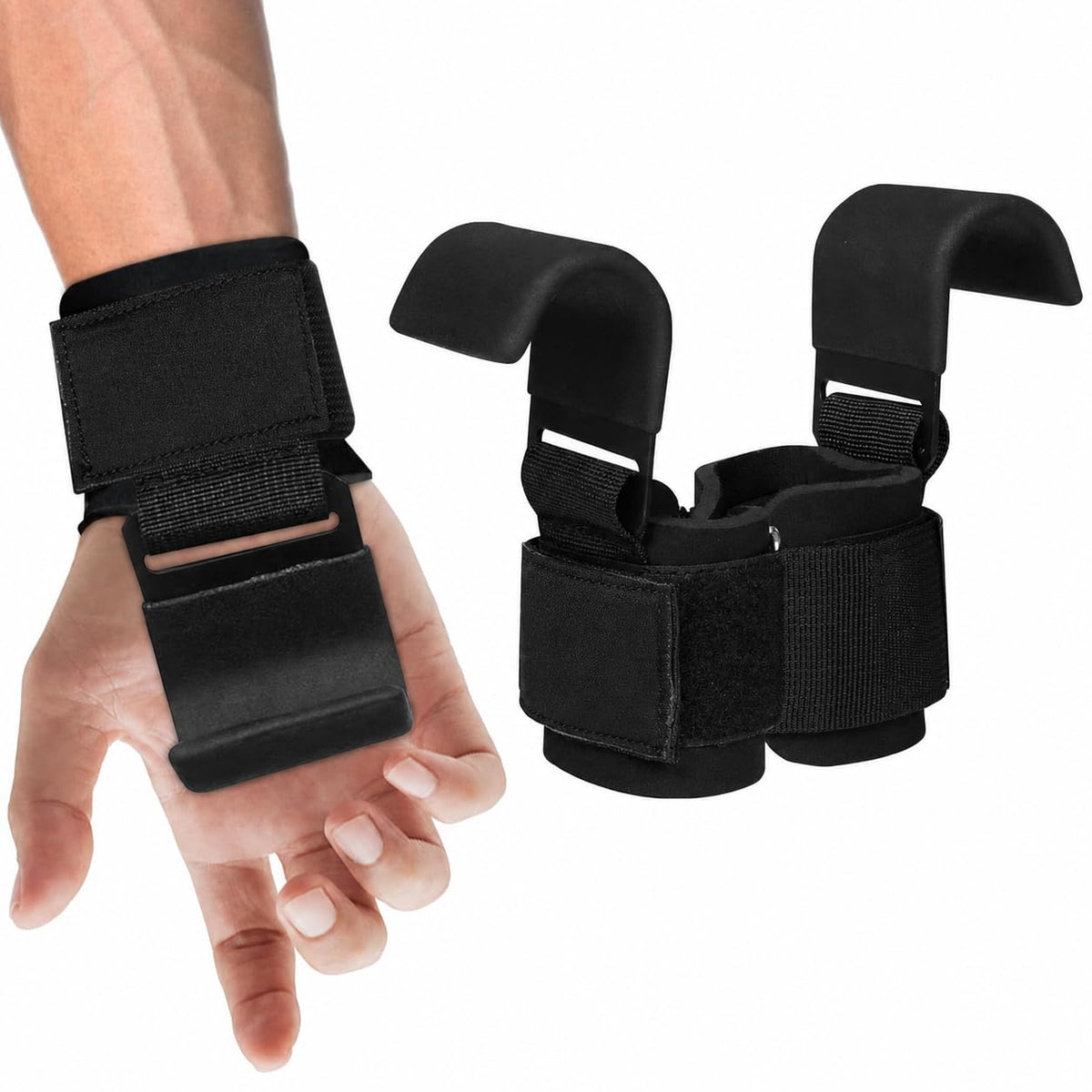 Anvida Weight Lifting Hooks With Wrist Support, Heavy Duty Gym Lifting Straps For Deadlift, Pull Ups, Rows, Shrugs And Strength