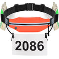 RJ-Sport Triathlon Belt with Pouch - Race Number Bib Holder with 6 Gel Loops, Ideal for Running, Cycling & Marathon (Orange)