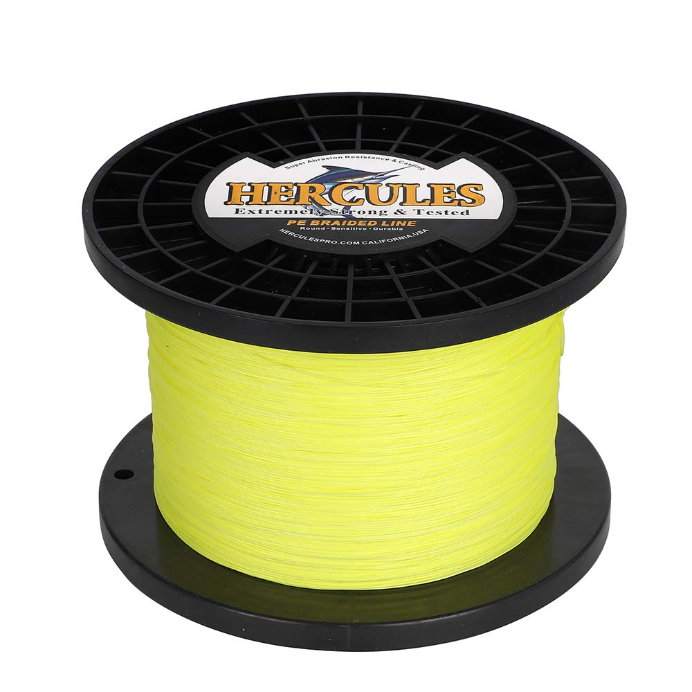Hercules Braided Fishing Line 2000M 2187Yds 10Lbs-200Lbs Pe Superline 8 Strands (Fluorescent Yellow 180Lb/81Kg 0.70Mm)