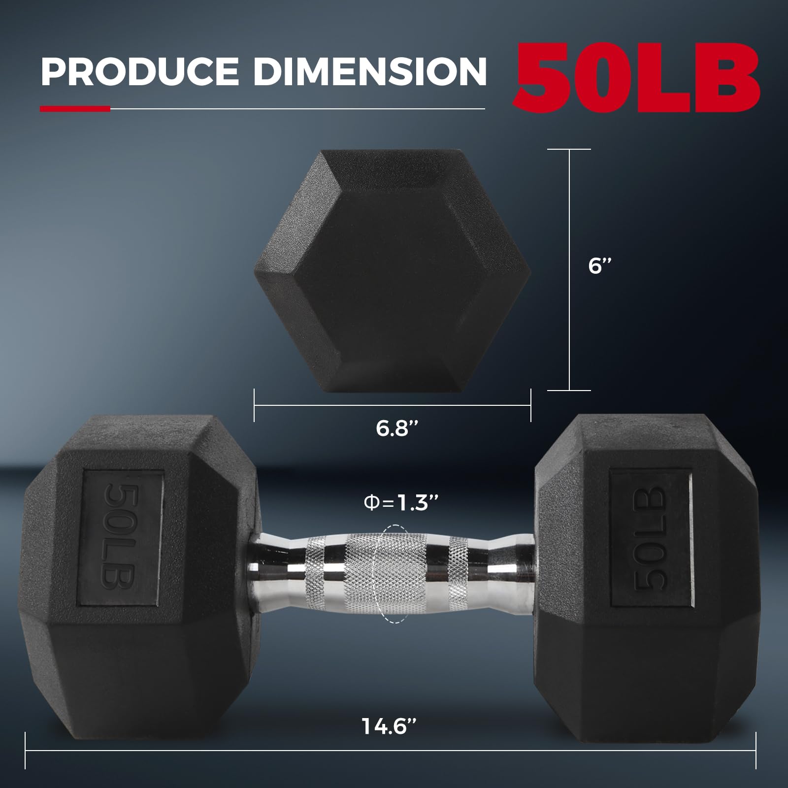 Ritfit 50Lb Dumbbells Set Of 2 Rubber Encased Dumbbell Sets With Optional Rack For Home Gym, Coated Hand Weights For Strength Tr