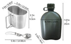 Begrit Military Canteen Army Canteen Wwii Us G.I. Style Canteen Kit With Aluminum Cup Stainless Steel Foldable Spoon Fork For Hi