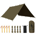 Free Soldier Camping Tarp Waterproof Portable Multifunctional Outdoor Traveling Awning Backpacking Shelter Rain Tarp (Olive-Gree
