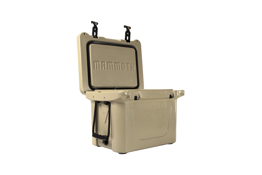 Mammoth Ranger 25 Cooler, Insulated Hard Ice Chest With 25 Quart Capacity, Holds 30 Cans, Great For Boat, Camping, Tan